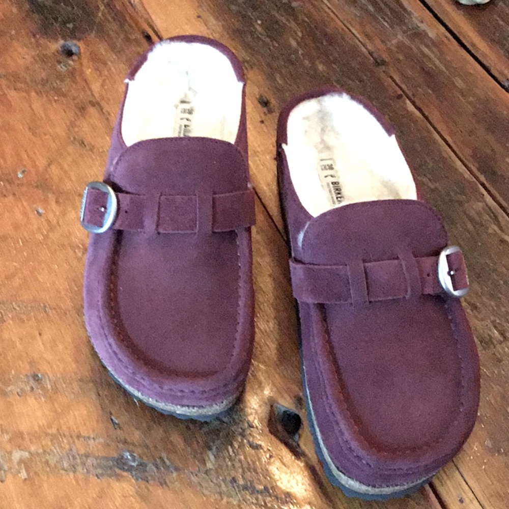 NWOT Birkenstock Maroon  Buckley Suede Shoes